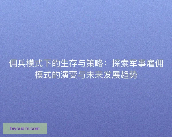 佣兵模式下的生存与策略：探索军事雇佣模式的演变与未来发展趋势