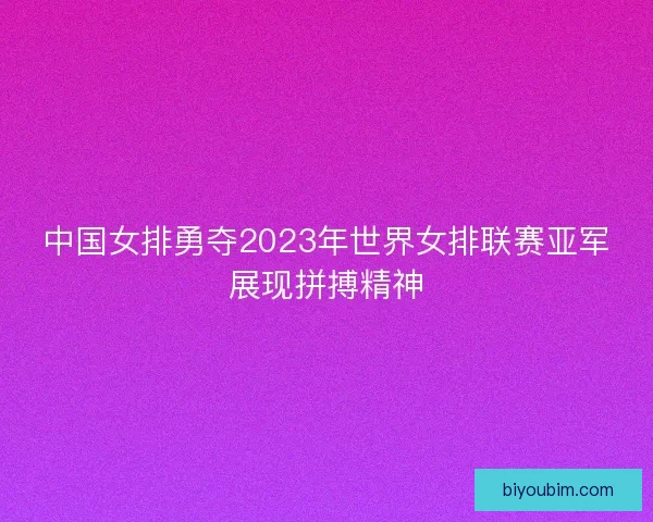 中国女排勇夺2023年世界女排联赛亚军展现拼搏精神 中国女排勇夺2023年世界女排联赛亚军展现拼搏精神