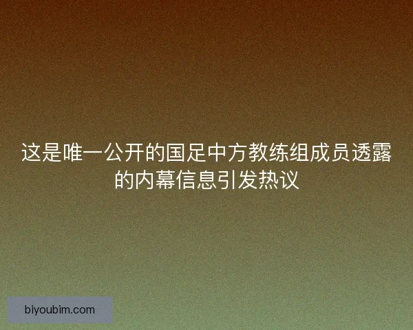 这是唯一公开的国足中方教练组成员透露的内幕信息引发热议 这是唯一公开的国足中方教练组成员透露的内幕信息引发热议