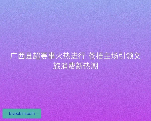 广西县超赛事火热进行 苍梧主场引领文旅消费新热潮
